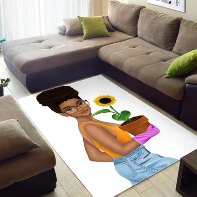 BigProStore African American Rugs Pretty Black Woman With Afro African Themed Area Rugs African Themed House Decor BPS21085 Small (26x60in | 91x152cm) Foldable Rug