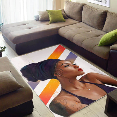 BigProStore African American Rugs Pretty Girl With Afro African Style Rug Afrocentric Decor Ideas BPS08062 Small (26x60in | 91x152cm) Foldable Rug