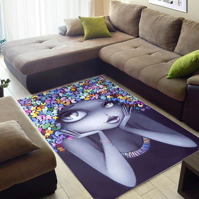 BigProStore African American Rugs Pretty Girl With Afro Carpet African Design Afrocentric Living Room Ideas BPS25148 Small (26x60in | 91x152cm) Foldable Rug