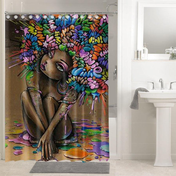 African American Shower Curtain Afro Lady Beautiful Afrocentric Black Woman Art Bathroom Decor Accessories Bps210 Bigpro