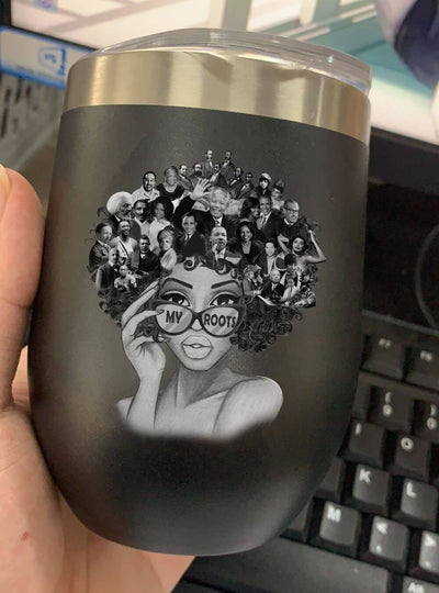 BigProStore African American Tumbler My Roots Beautiful Afro Lady Stainless Steel Wine Tumbler Mug Black History Gift Ideas BPS8291 Wine Tumbler