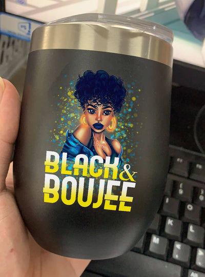 BigProStore African American Tumbler Pretty Afro Girl Black And Boujee Stainless Steel Wine Tumbler Mug Afrocentric Inspired Gift Ideas BPS8019 Wine Tumbler