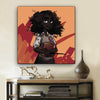 BigProStore African American Wall Art Beautiful African American Girl African Black Art Afrocentric Living Room Ideas BPS82722 12" x 12" x 0.75" Square Canvas