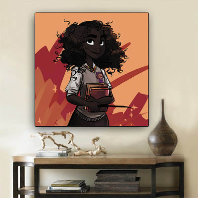 BigProStore African American Wall Art Beautiful African American Girl African Black Art Afrocentric Living Room Ideas BPS82722 12" x 12" x 0.75" Square Canvas