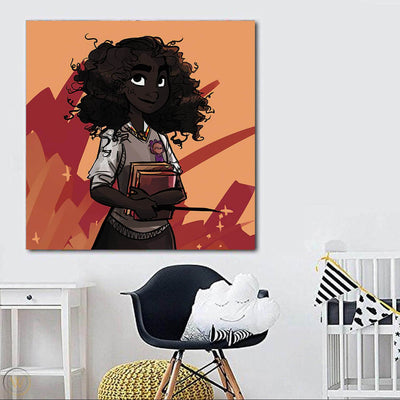 BigProStore African American Wall Art Beautiful African American Girl African Black Art Afrocentric Living Room Ideas BPS82722 24" x 24" x 0.75" Square Canvas
