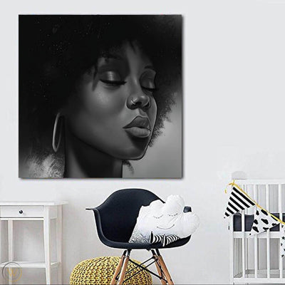 BigProStore African American Wall Art Beautiful Afro Girl Afrocentric Wall Art Afrocentric Decor BPS98049 24" x 24" x 0.75" Square Canvas