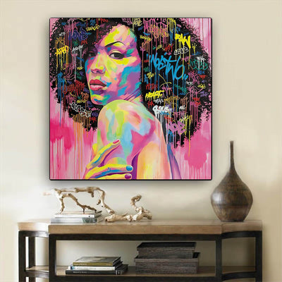 BigProStore African American Wall Art Beautiful Black Afro Girls African American Artwork On Canvas Afrocentric Living Room Ideas BPS53566 12" x 12" x 0.75" Square Canvas