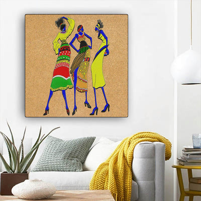 BigProStore African American Wall Art Beautiful Black Afro Lady African American Black Art Afrocentric Decorating Ideas BPS17884 12" x 12" x 0.75" Square Canvas