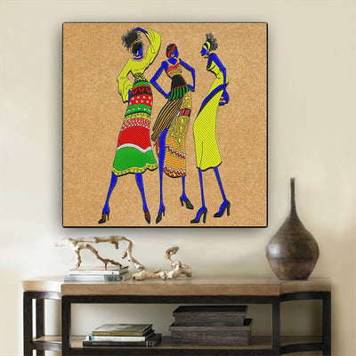 BigProStore African American Wall Art Beautiful Black Afro Lady African American Black Art Afrocentric Decorating Ideas BPS17884 24" x 24" x 0.75" Square Canvas