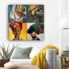 BigProStore African American Wall Art Beautiful Black American Girl African Black Art Afrocentric Decorating Ideas BPS87382 12" x 12" x 0.75" Square Canvas