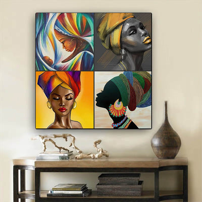 BigProStore African American Wall Art Beautiful Black American Girl African Black Art Afrocentric Decorating Ideas BPS87382 24" x 24" x 0.75" Square Canvas