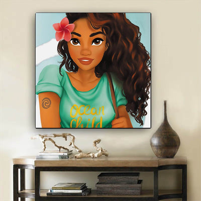 BigProStore African American Wall Art Beautiful Black American Woman African American Framed Art Afrocentric Decorating Ideas BPS73174 12" x 12" x 0.75" Square Canvas