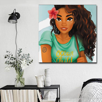 BigProStore African American Wall Art Beautiful Black American Woman African American Framed Art Afrocentric Decorating Ideas BPS73174 16" x 16" x 0.75" Square Canvas