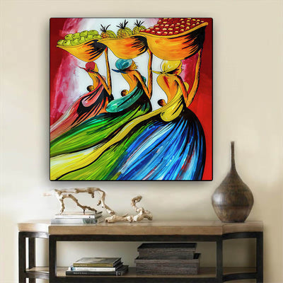BigProStore African American Wall Art Beautiful Melanin Girl African American Abstract Art Afrocentric Wall Decor BPS78724 24" x 24" x 0.75" Square Canvas