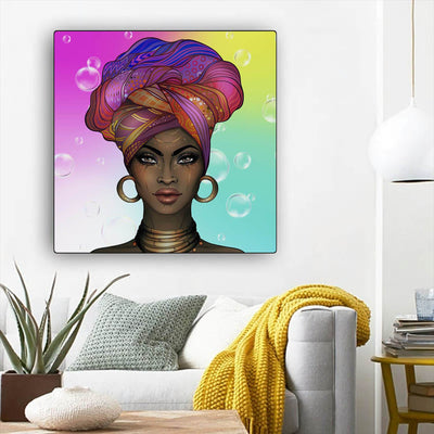 BigProStore African American Wall Art Beautiful Melanin Girl African Canvas Wall Art Afrocentric Decorating Ideas BPS20586 12" x 12" x 0.75" Square Canvas