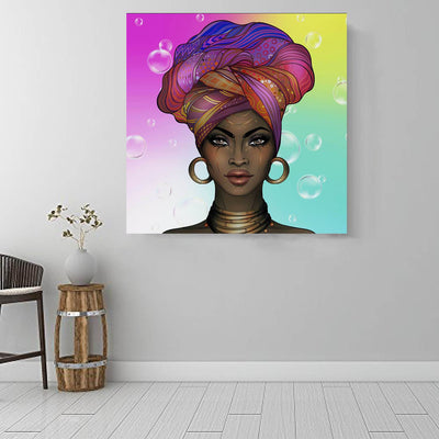 BigProStore African American Wall Art Beautiful Melanin Girl African Canvas Wall Art Afrocentric Decorating Ideas BPS20586 16" x 16" x 0.75" Square Canvas