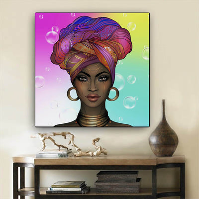BigProStore African American Wall Art Beautiful Melanin Girl African Canvas Wall Art Afrocentric Decorating Ideas BPS20586 24" x 24" x 0.75" Square Canvas