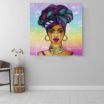 BigProStore African American Wall Art Beautiful Melanin Girl African Canvas Wall Art Afrocentric Wall Decor BPS75850 16" x 16" x 0.75" Square Canvas
