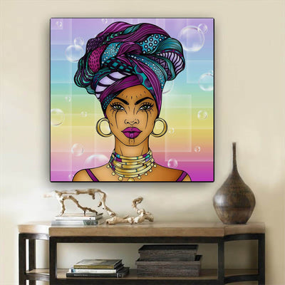 BigProStore African American Wall Art Beautiful Melanin Girl African Canvas Wall Art Afrocentric Wall Decor BPS75850 24" x 24" x 0.75" Square Canvas