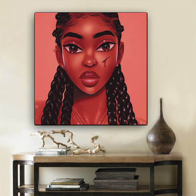 BigProStore African American Wall Art Beautiful Melanin Poppin Girl African American Framed Art Afrocentric Home Decor Ideas BPS39533 12" x 12" x 0.75" Square Canvas
