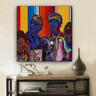 BigProStore African American Wall Art Cute African American Female African American Wall Art And Decor Afrocentric Living Room Ideas BPS37484 24" x 24" x 0.75" Square Canvas