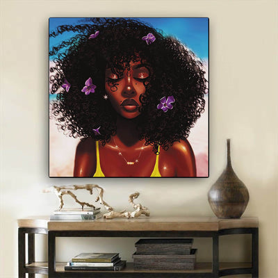 BigProStore African American Wall Art Cute African American Girl African American Women Art Afrocentric Living Room Ideas BPS70615 12" x 12" x 0.75" Square Canvas