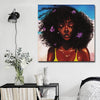 BigProStore African American Wall Art Cute African American Girl African American Women Art Afrocentric Living Room Ideas BPS70615 16" x 16" x 0.75" Square Canvas