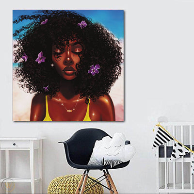 BigProStore African American Wall Art Cute African American Girl African American Women Art Afrocentric Living Room Ideas BPS70615 24" x 24" x 0.75" Square Canvas