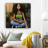 BigProStore African American Wall Art Cute African American Woman Abstract African Wall Art Afrocentric Living Room Ideas BPS83871 12" x 12" x 0.75" Square Canvas
