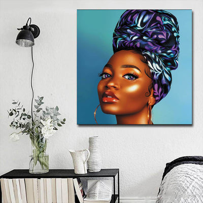 BigProStore African American Wall Art Cute African American Woman African American Artwork On Canvas Afrocentric Decor BPS53149 16" x 16" x 0.75" Square Canvas