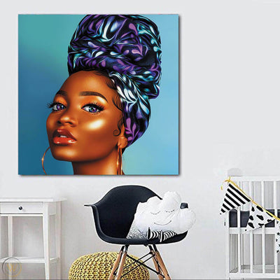 BigProStore African American Wall Art Cute African American Woman African American Artwork On Canvas Afrocentric Decor BPS53149 24" x 24" x 0.75" Square Canvas