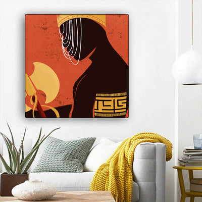 BigProStore African American Wall Art Cute African American Woman African Black Art Afrocentric Living Room Ideas BPS55956 12" x 12" x 0.75" Square Canvas