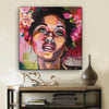 BigProStore African American Wall Art Cute Afro American Girl Black History Artwork Afrocentric Wall Decor BPS79256 12" x 12" x 0.75" Square Canvas