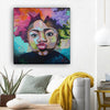 BigProStore African American Wall Art Cute Afro Girl African American Abstract Art Afrocentric Wall Decor BPS74081 12" x 12" x 0.75" Square Canvas