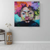 BigProStore African American Wall Art Cute Afro Girl African American Abstract Art Afrocentric Wall Decor BPS74081 16" x 16" x 0.75" Square Canvas