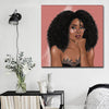 BigProStore African American Wall Art Cute Afro Girl Black History Canvas Art Afrocentric Living Room Ideas BPS65124 16" x 16" x 0.75" Square Canvas