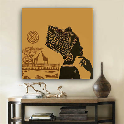 BigProStore African American Wall Art Cute Black American Girl African American Prints Afrocentric Living Room Ideas BPS20468 24" x 24" x 0.75" Square Canvas