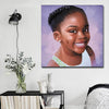 BigProStore African American Wall Art Cute Black American Girl Afrocentric Wall Art Afrocentric Living Room Ideas BPS84711 16" x 16" x 0.75" Square Canvas