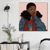 BigProStore African American Wall Art Cute Black Girl African American Canvas Wall Art Afrocentric Living Room Ideas BPS14602 16" x 16" x 0.75" Square Canvas