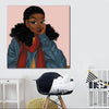 BigProStore African American Wall Art Cute Black Girl African American Canvas Wall Art Afrocentric Living Room Ideas BPS14602 24" x 24" x 0.75" Square Canvas