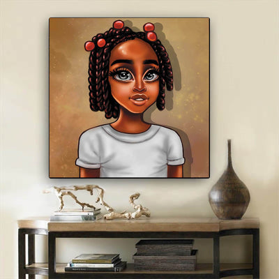 BigProStore African American Wall Art Cute Black Girl Black History Canvas Art Afrocentric Home Decor BPS17619 12" x 12" x 0.75" Square Canvas