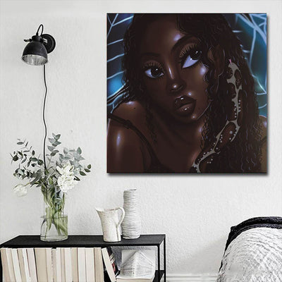 BigProStore African American Wall Art Cute Girl With Afro Afrocentric Wall Art Afrocentric Decorating Ideas BPS15776 16" x 16" x 0.75" Square Canvas