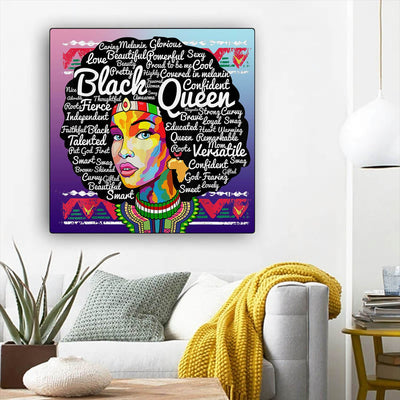 BigProStore African American Wall Art Cute Melanin Girl African American Women Art Afrocentric Home Decor BPS33521 12" x 12" x 0.75" Square Canvas
