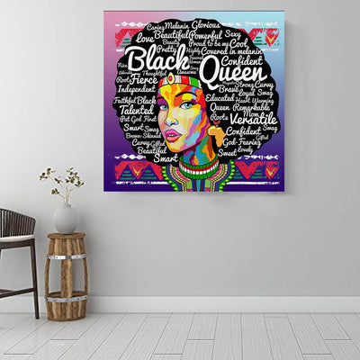 BigProStore African American Wall Art Cute Melanin Girl African American Women Art Afrocentric Home Decor BPS33521 16" x 16" x 0.75" Square Canvas