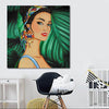 BigProStore African American Wall Art Cute Melanin Poppin Girl Abstract African Wall Art Afrocentric Living Room Ideas BPS63268 24" x 24" x 0.75" Square Canvas
