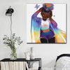 BigProStore African American Wall Art Cute Melanin Poppin Girl Black History Artwork Afrocentric Decor BPS75691 16" x 16" x 0.75" Square Canvas