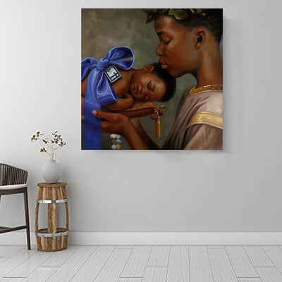 BigProStore African American Wall Art Pretty African American Female African Black Art Afrocentric Decorating Ideas BPS46821 16" x 16" x 0.75" Square Canvas
