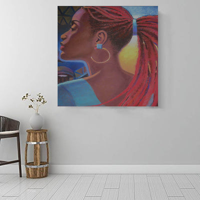 BigProStore African American Wall Art Pretty African American Female African Canvas Afrocentric Decor BPS24476 16" x 16" x 0.75" Square Canvas