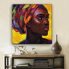 BigProStore African American Wall Art Pretty Afro American Girl African American Abstract Art Afrocentric Living Room Ideas BPS58411 12" x 12" x 0.75" Square Canvas