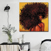 BigProStore African American Wall Art Pretty Afro American Girl African Canvas Wall Art Afrocentric Decor BPS35451 16" x 16" x 0.75" Square Canvas
